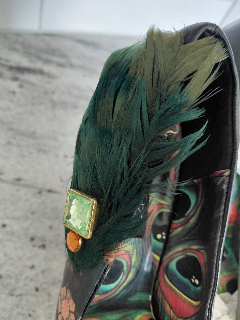 Iron Fist Vanity Fair Sugar Skull Feather Platform Heels Peep Toe Black Size 8 - Picture 16 of 16